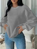 Fongt Wish Autumn And Winter Burst Round Neck Solid Color Fashion Long-Sleeved Lady's Clothing