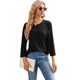 Solid Color Casual Sleeve Round Neck