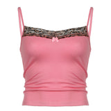 Fongt Style Sexy Leopard Print Spliced Flower Sling Vest Babes Thin Back Short Shirt