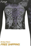 Women T-shirts Fall Winter 2023 Sexy Crop Top Clothes y2k Graphic Fairy Grunge Aesthetic Vintage Long Sleeve Top