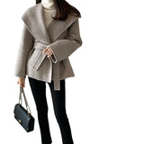 Fongt Chic Autumn And Winter Retro Temperament Feel Big Collar Hair Coat With Small Short