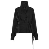 Fongt Dark Wind Simple Tie Belt Belt To Collect The Belt Casual Trench Coat Hottie High-End Feel Jacket Jacket