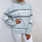 Fongt Women's Knitwear Autumn And Winter New Christmas Jacket Half-High Snowflake Sweater