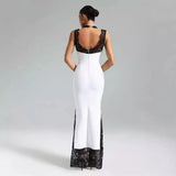Fongt Women's New Sexy Lace Hollow Splicing Temperament Dress