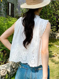 Fongt New Small Fragrant Suit Female French Temperament Embroidered Vest Top + White Skirt