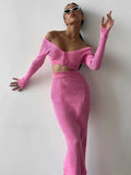 Fongt Tight Knitted Set Autumn/Winter 2023 New Women's Long-Sleeved Sweater Skirt