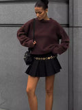 Fongt Knitted Knitted Knitted Jersey Autumn/Winter New 2024 Round-Neck Long-Sleeved Bottom Knitted