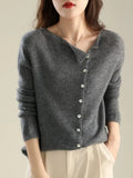 Design Single Breasted Knitted Sweater Tops Women Casual Spring Thin Long Sleeve Knitwear Jumper O-neck Pullover
