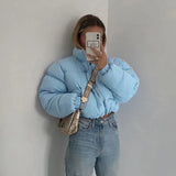 2022 Fall Winter Fashion High Collar Black Blue Coat Casual Parkas Long Sleeve Warm Women's Spring Winter