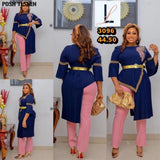 Two Piece Sets Sexy Outfits African Clothes for Women 2022 Spring Summer Embroidery Pleated Dresses Christmas Festival