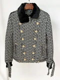 QUALITY Newest 2023 FW Designer Fashion Women's Lion Buttons Monogram Fur Collar Quilted Jacket