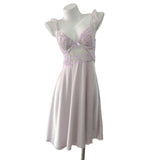 Fongt Embroidered Small Flower Long Sling Aja Skirt Girl New Light Luxury Sexy Ice Silk Thin Belt Steel Ring Pyjamas Homewear