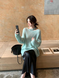 Fongt Price Does Not Return] Xiu Xixi 13 Lines 2025 Autumn Round-Neck Wool Knitted Sweater Women 25152
