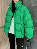Jacket for Women Three-dimensional Plaid Woven Fashion Coat Solid High Street Warm and Thick 2023 Winter New Down Jacket-Outfit
