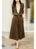 Fongt Autumn Suit Hit Fake Two V-Neck Knitted Cardigan / Actually Tight Waist Half-Dressed Woman