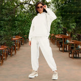 Autumn Women Hoodies And Sweatpants White Tracksuits Female Two Piece Solid Color Pullovers Jacket Lounge Wear Casual