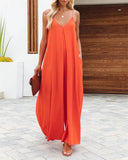 Fongt Wide Leg Trousers Women 2025 Summer New Solid-Colored Bag Casual Jumpsuits