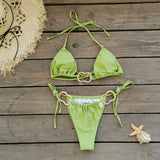 Small Fresh Solid Three-Point Bikini Sexy Dew-Back With Split Swimsuit Woman 2025 New