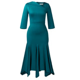 Fongt Women's 2025 Autumn And Winter 2025 New Twill Solid Color High-Waist Irregular Fishtail OL African Dress