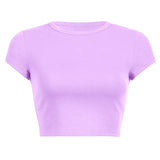 Fongt Women's Summer Solid Color Multi-Color Short Fashion T-Shirt Acceptable With A