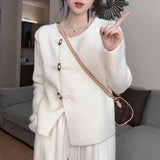 Chinese Style Lazy Wind Button Sweater Sweater Girl 2024 Spring New Korean Sweater Cardigan-Outfit