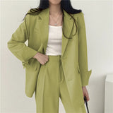 Fongt And Autumn New Blazer Female British Wind Casual Versatile Blue Small Medium Long Suit Female-Outfit