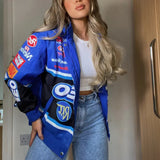 Bomber varsity Jacket 2022 Blue Casual Baseball Jackets Spring And Autumn Printed letter Long Sleevetrench Women