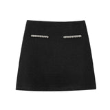 Fongt Spring Long Sleeve Water Drill Decoration Short Rough Spinning Ring Velvet Jacket Mini Skirt Suit Woman
