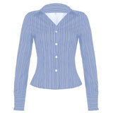 Fongt Print Single-Dbutton Shirt Femininity Slim Thin Top 2025 Summer Babes New