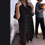 Fongt New Spring And Summer Loose Leisure Sleeve Cotton Shirt Dress Women