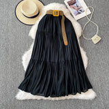 Fongt Half-Dress Women's Dress 2025 Summer Small Medium Long Leisure High-Rise Thin Thong Ponve Cake Skirt