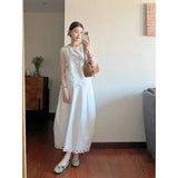 Fongt Set Summer 2025 New Empty Sleeveless Vest Blouse High-Rise Loose-Fitting Skirt Suit
