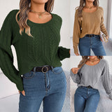 Shooting 2025 Autumn And Winter Casual Pure Color Sesame Long-Sleeved Sweater Women's