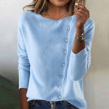 Fongt Sheintemu Autumn And Winter Round Collar Long-Sleeved Button Sweater New Female