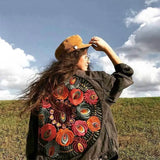 Jacket Boho Oversized Multi Floral Embroidered Long Sleeve Casual Chic Jacket Coat Women 2022 New Spring Autumn