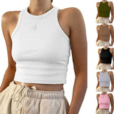 Fongt Women's Wish New Summer Pure Color Sleeveless Slim Short Small Vest