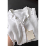 Fongt Cotton Pink Shirt Coat Female Summer Lazy Wind Polo Collar Linen Sun-Stle-Lined Loose Top