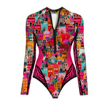 2025 New Swimsuit Women's Sense Sports Long-Sleeved Printed Surf
