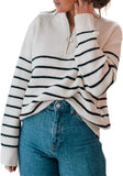 Fongt And Winter Women's Sweater Fashion Women's Long Sleeve Knit Zip Striped
