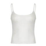Basic Solid Camis Summer Casual Sleeveless Spaghetti Strap Top Women Harajuku All-match Cropped Tops y2k Vintage Clothing-Outfit