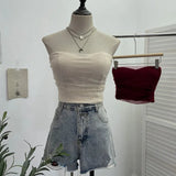 Fongt Babes Light Yarn Splicing Braless Sleeveless Top With Short Corset Corset Umbilized Bra Vest 8865