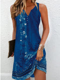 Fongt Summer Wish Casual Wind A-Shaped Dress Sleeveless Vest V-Neck Dress Woman