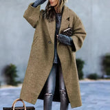 Women's Thick Warm Wool Blends French Style Elegant Long Coats Jackets Overcoats Female Oversized Women Winter