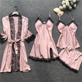 Midnight Charm Sexy Pajamas_Pyjamas Summer Sexy Pajamas Four-Piece Korean Version Of Sling Women With Breast Pad