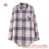 New Arrival Women Vintage Plaid Oversized Blouse Lantern Sleeve Turn Down Collar Autumn Shirts Button Up Casual Tops