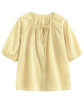 Fongt Bubble Sleeve Cotton Short Sleeve Shirt Women's Summer Thin Chic Beautiful Design Shirt Doll Shirt Top