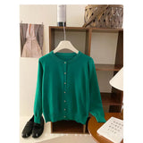 Fongt Style Gentle Retro Small Gold Button Net Version Long-Sleeved Knitted Shirt Women Autumn Collar Soft Glutinous Sweater