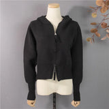 New 2022 Short Cardigans Zipper Hooded Thicken Knitted Wild Korean Lady Winter Spring Women's Sweaters Top