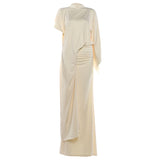 Fongt 2025 New Women's Temperament Fashion Round Collar Loose Top Folded Dress Set