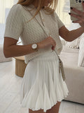 Fongt New Women's INS Burst Style Knitted Short-Sleeved Short-Sleeved Shirt